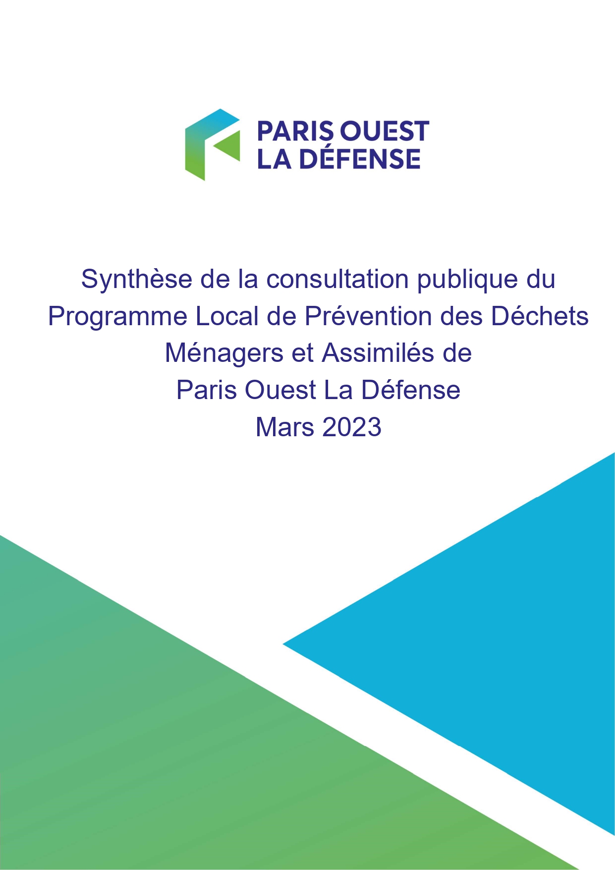 Couv Rapport de synthèse de la consultation publique du PLPDMA mars 2023_pages